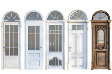 Diverse White Door Designs Isolated On Transparent Background