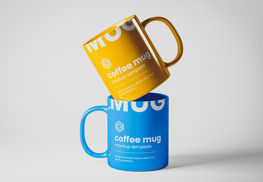 Set of Two Coffee Mugs Mockup