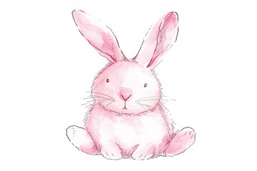 Fototapeta premium Watercolour Easter Bunnies With Colourful Easter Egg