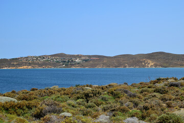 Fototapeta na wymiar sea view (seascape, sea landscape) - Paralia Saravari, Ag. Theodoros, Lemnos, Greece, Aegean sea