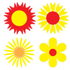 Camomile icon set. White daisy chamomile. Cute round flower plant collection. Growing concept. Love card symbol. Flat design. white background. Isolated.