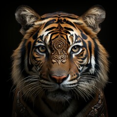 Obraz premium Close-up shot of an animal portrait with ornaments look, Generative ai.