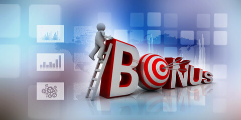 3d illustration bonus with business man