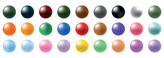 Snooker balls, 3d spheres, colorful circles can be used as a ball or website rounded button in games circle button web ui graphics