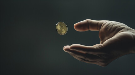person's hand tossing a coin 