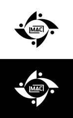 MAC logo. M A C design. White MAC letter. MAC, M A C letter logo design. Initial letter MAC linked circle uppercase monogram logo. M A C letter logo vector design