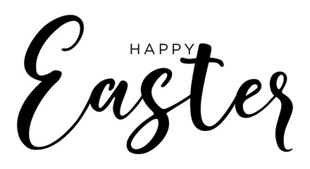 Happy Easter - Motivation and inspiration positive quote lettering phrase calligraphy, typography. Hand written black text with white background. Vector element
