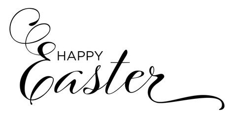 Happy Easter - Motivation and inspiration positive quote lettering phrase calligraphy, typography. Hand written black text with white background. Vector element