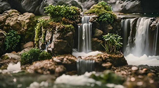 Nature's Beauty: Cascading Waterfall Miniature