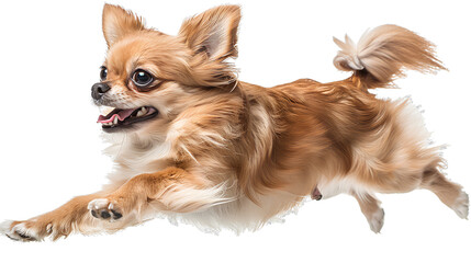 Healthy Chihuahua dog jumping, isolated on transparent background