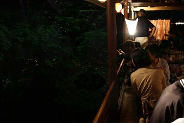 川床料理とホタル