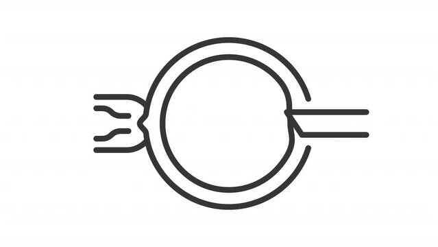 Animated sperm injection icon. Artificial insemination line animation. Reproductive technologies, impregnating. Black illustration on white background. HD video with alpha channel. Motion graphic