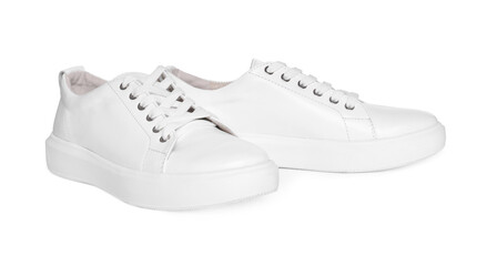 Pair of stylish sneakers isolated on white
