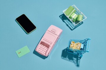 Concept of how to choose payment method for shopping in a store