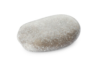 One light stone isolated on white. Sea pebble