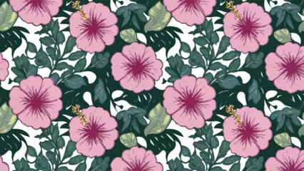 Foto auf Acrylglas Flat Design Flowers Pattern Background: A Floral Delight for Your Visuals! © Hogr