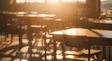 Empty Classroom in the Evening Sun