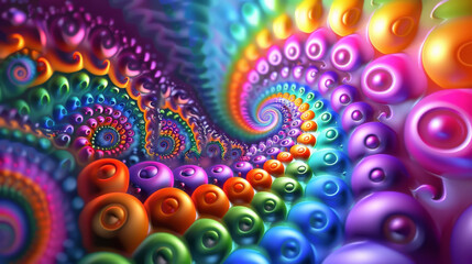 Psychedelic art piece with colorful vibrant fractal patterns forming a spiral design,ai generated