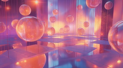 Futuristic orbs suspended in an immersive 3D abstract space, radiating a sense of simplicity with a touch of complexity. - Powered by Adobe