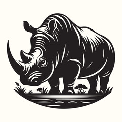 Rhino Silhouette Vector Illustration Set