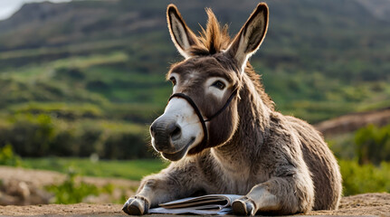 shocked donkey reading a newspaper.generative.ai