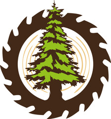 lumber mill vector template logo design