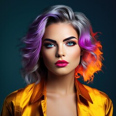 Beautiful woman with bright make-up studio photoshot