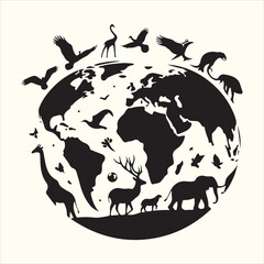 World Wildlife Day Silhouette Vector Illustration