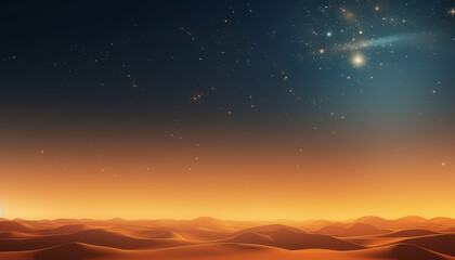 A beautiful orange sky with clouds and stars