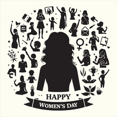 Women's Day Silhouette Vector Illustration