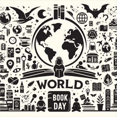World Book Day Silhouette Vector Illustration