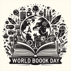 World Book Day Silhouette Vector Illustration