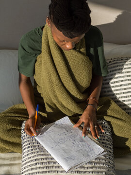 Student of faculty of foreign languages doing homework
