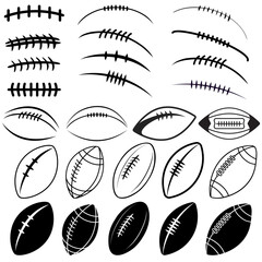 Football icon vector set. American football ball illustration sign collection. American football symbol. Sport logo. © Denys