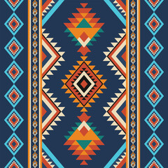 Seamless Navajo and Aztec Mexican Native tribal fabric pattern. Geomatics pattern