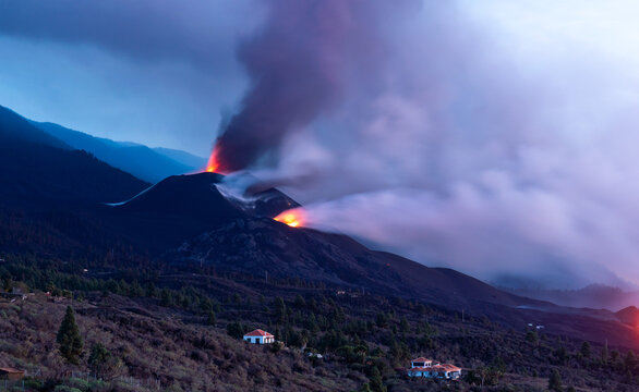 Active volcano erupted