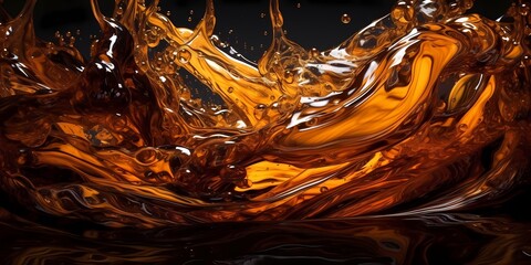 The vibrant colors of molten copper and molasses blend together, creating a dynamic and captivating liquid scene.
