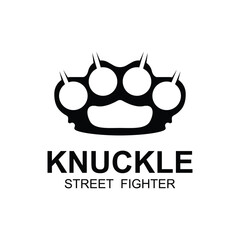 Steel brass knuckles logo vector. Gangster, thug, bandit symbol icon. This logo is perfect for a brand that seeks a playful but musculine feel.