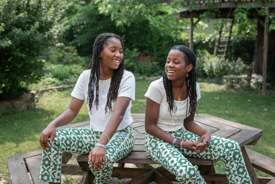 Laughing sisters