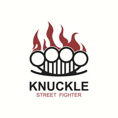 Steel brass knuckles logo vector. Gangster, thug, bandit symbol icon. This logo is perfect for a brand that seeks a playful but musculine feel.