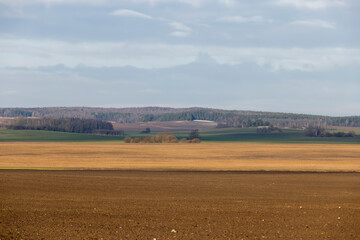 Obraz premium agricultural fields in winter after the snow melts