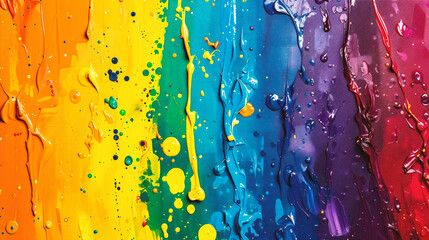 Colorful oil paint on a white background, close-up.