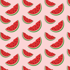 Summer seamless pattern with red watermelon.