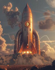 rocket takes off as bitcoin is expected to do