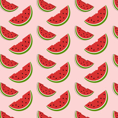 Summer seamless pattern with red watermelon.