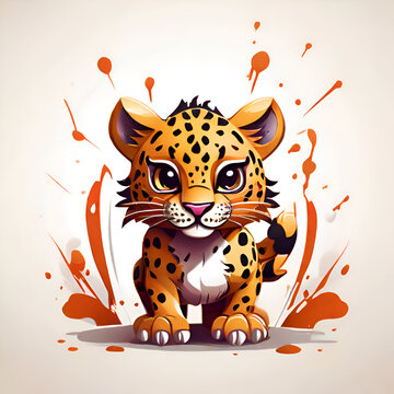 Cartoon fierce leopard face and the cartoon image chose the leopard.