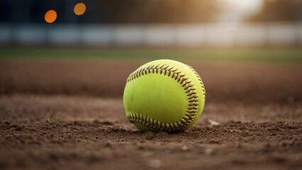 Softball: An Elaborate Illustration and Ultra High-Resolution Softball Photo with a Softball Field Stadium Background