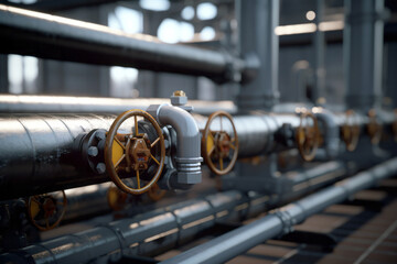 Gas or water pipeline with valves
