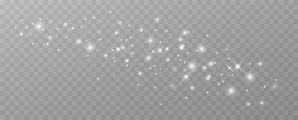 Shining stars.White shiny particles on a transparent background.Sparkling star dust.For packaging...
