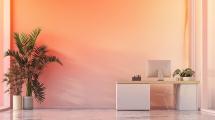 Gradient sunset hues blending seamlessly in a modern office wall mockup